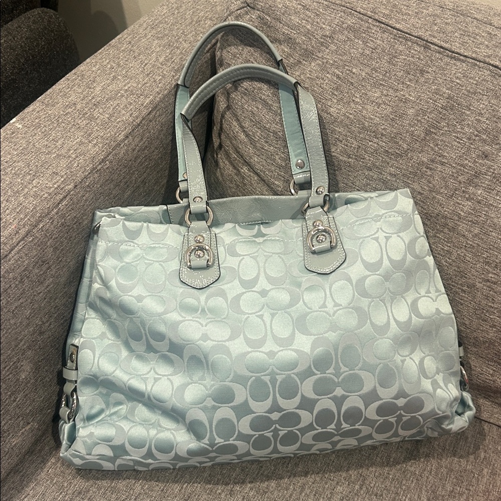 Coach Ashley Light Blue Signature Tote - Picture 3 of 7